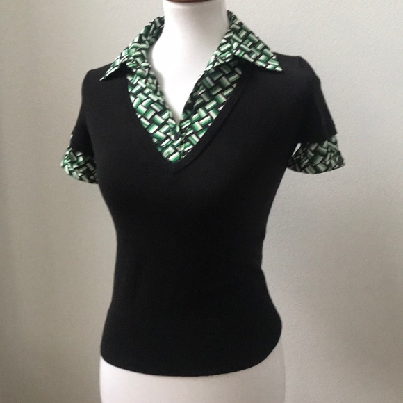Short sleeve black sweater with shirt underneath - Picture 1 of 4